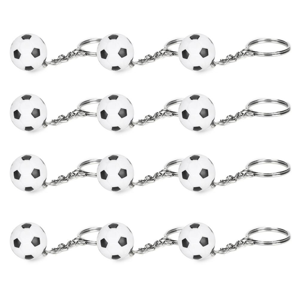 12PCS Simulation Design Soccer Ball Keychains Mini Size Sports Ball Key Ring For Event Giveaways