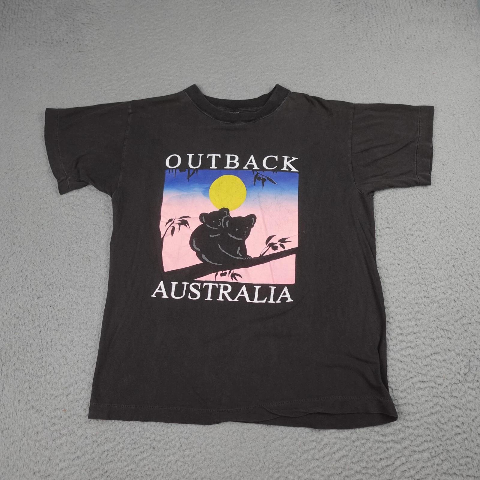Vintage Outback Australia Shirt Mens Medium Black Koala Sunset Graphic Retro L