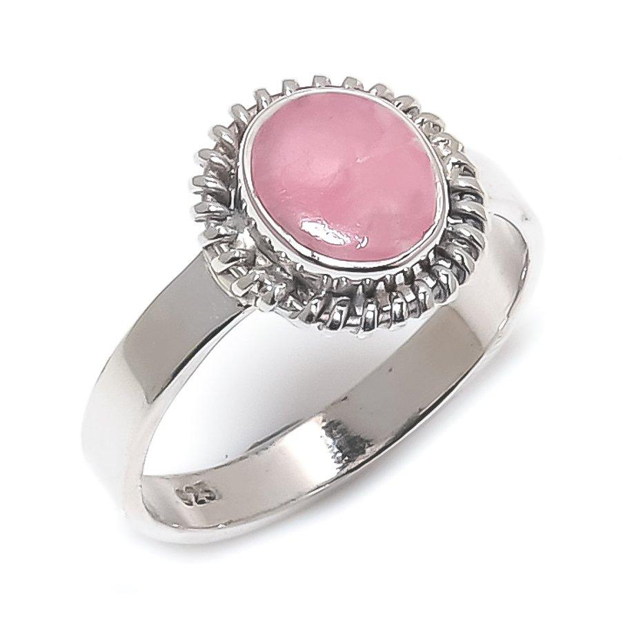Natural Rhodochrosite Gemstone Handmade 925 Solid Silver Jewelry Ring S.7 I4P33