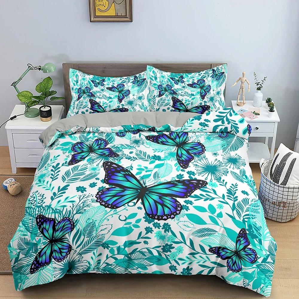 3D Print Butterfly Animal Floral Bedding Set Single Twin Double Queen King Cal King Size Bed Linen Set