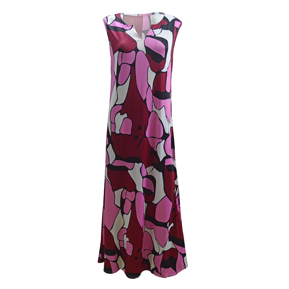 Popular European and American New Women's Clothing, Hot-selling Fashion Printed Sleeveless Dresses and Long Dresses