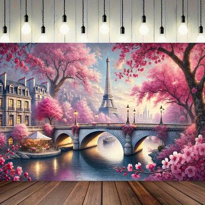 Romantic Paris Tapestry Cherry Blossoms for Home Decor Perfect Wall Art for Living Room or Bedroom Ideal Gift for Travel Lovers