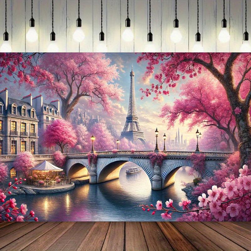 Romantic Paris Tapestry Cherry Blossoms for Home Decor Perfect Wall Art for Living Room or Bedroom Ideal Gift for Travel Lovers