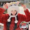 Ear Muffs New Year Pullover Cap Lace Up Winter Plush Warm Hat Lion Dance Beanies Hat  Outdoor