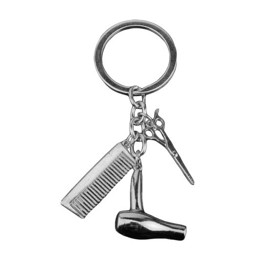 

Креативний Фен Ножиці Гребінець Кулон Брелок Брелок Подарунок для перукаря срібний