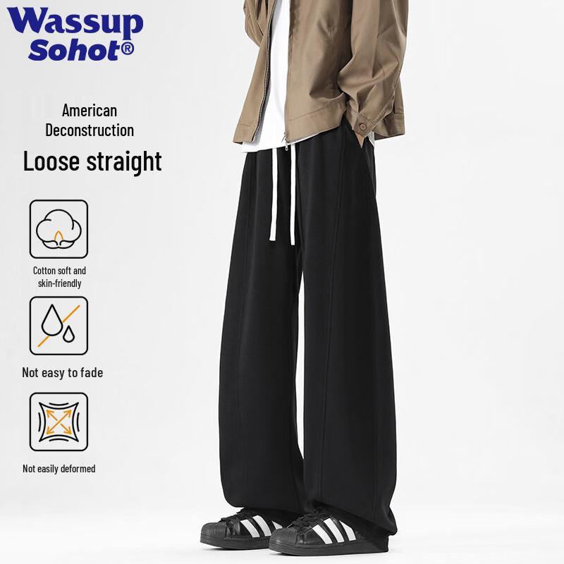 Wassup Sohot Men s Wide-Leg Straight Casual Sweatpants XL