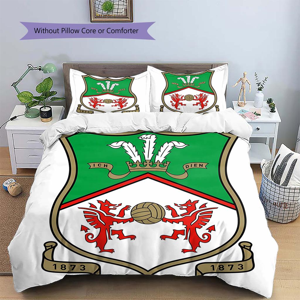 Wrexham Football Club LogoPattern Bedding,Quilt Set Quilt Cover Pillowcase Home Birthday Gift (1 * Duvet Cover + 2 * Pillowcase, Without Core)