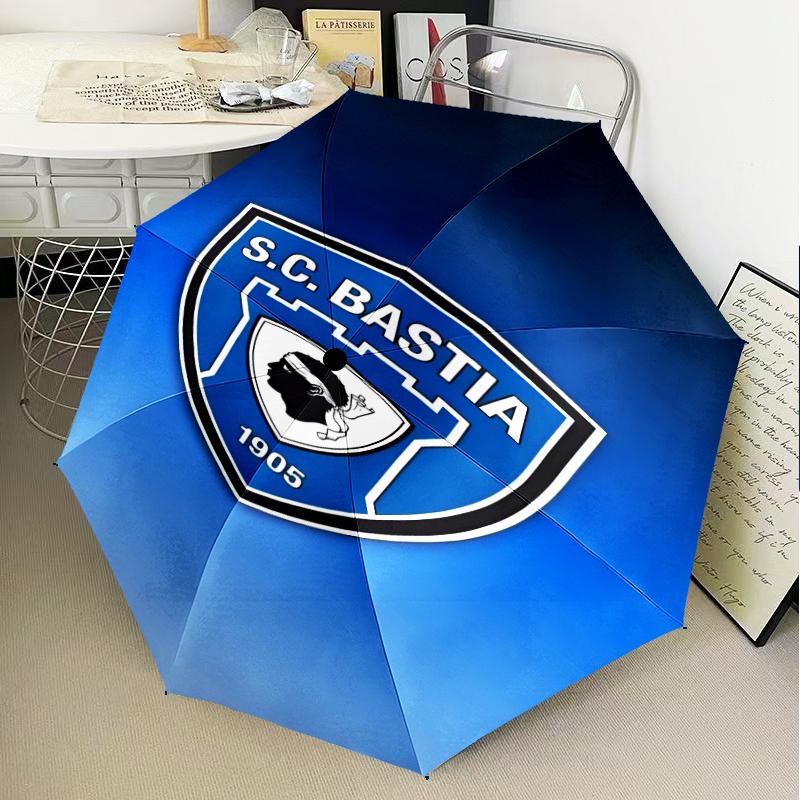 Sc Bastia Football Crest Umbrella Folding umbrella, automatic umbrella 8-Frame for Travel, camping Use Gift for Halloween Christmas