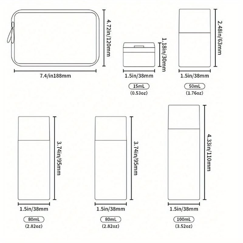 5Pcs/Set PE Cosmetics Bottle Travel Suit Shampoo Bath Gel Empty Bottle Lotion Bottle Face Cream Bottle