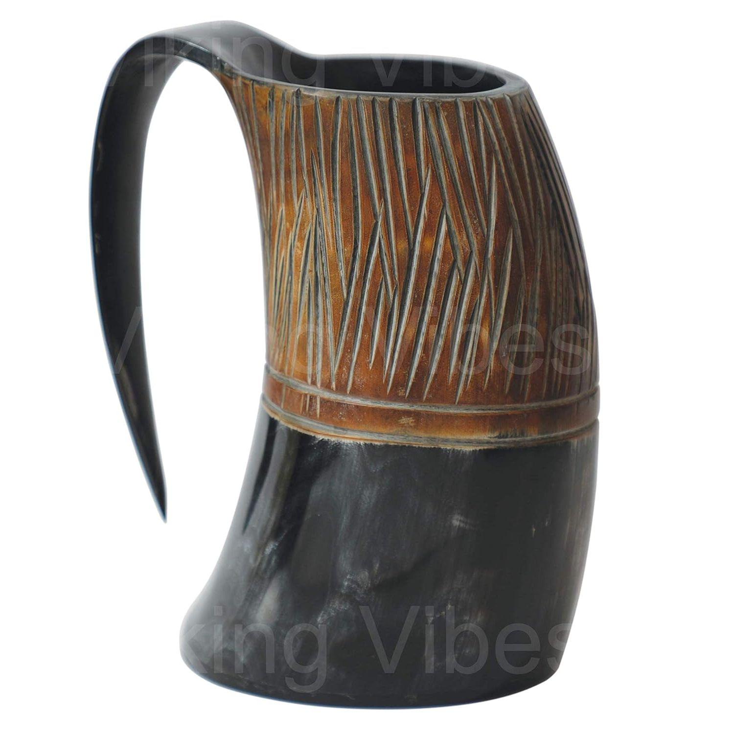 

Кружка Loop Viking Vibes Специальное издание Полированная Ручная гравировка Питьевой рог для меда, эля и пива