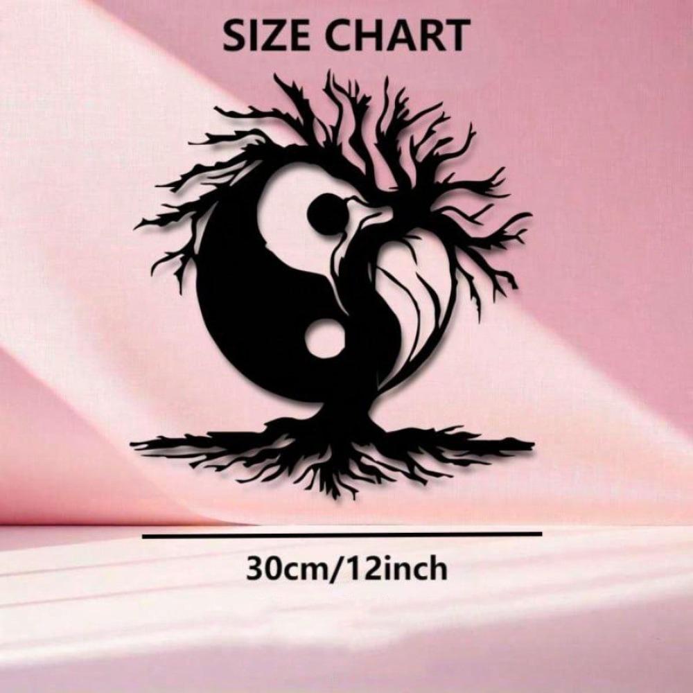 

Yin Yang Metal Wall Art, Chinese Iron Tree of Life Sculpture for Office Living Room, Zen Meditation Home Decor, Black White Harmony Gift разноцветный