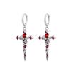 Women's Autumn/Winter Red Cross Rose Heart Earrings: Hoops, Studs & Dangles