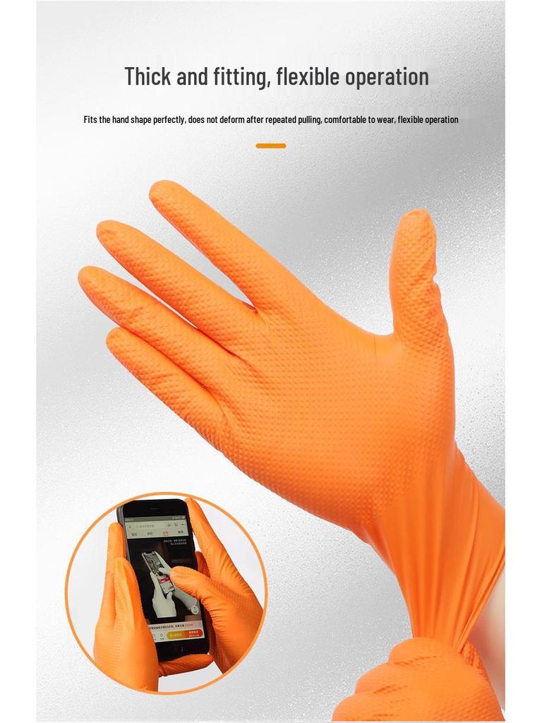 Oil-Proof Nitrile Gloves for Machining & Car Repair - Thick Diamond Pattern, Non-Slip, Oil-Resistant