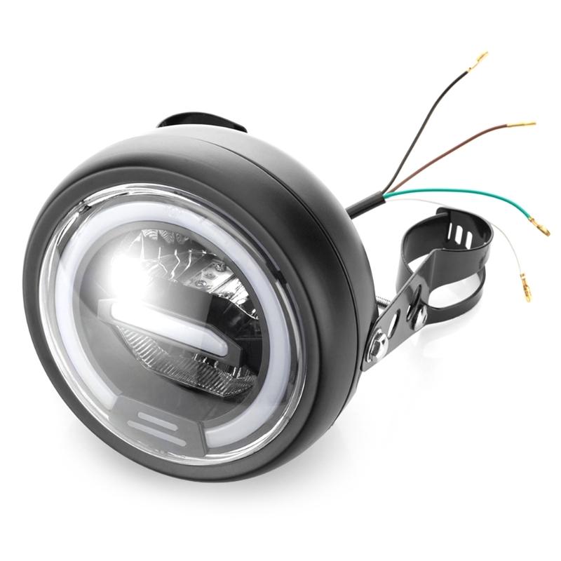 6.5 Inch Round LED Motorcycle Headlight with Brackets Assembly Suitable for Custom Bikes Cafe Racers Enhanced Visibility