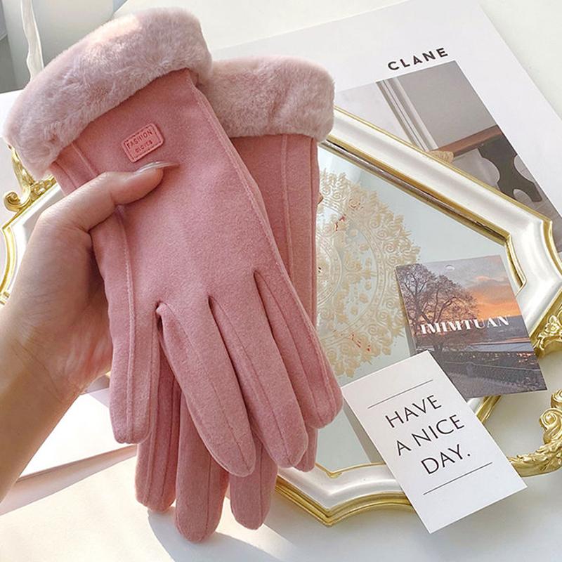 

Перчатки осень зима милые пушистые теплые варежки с полным пальцем варежки женские спортивные перчатки для женщин экран розовый