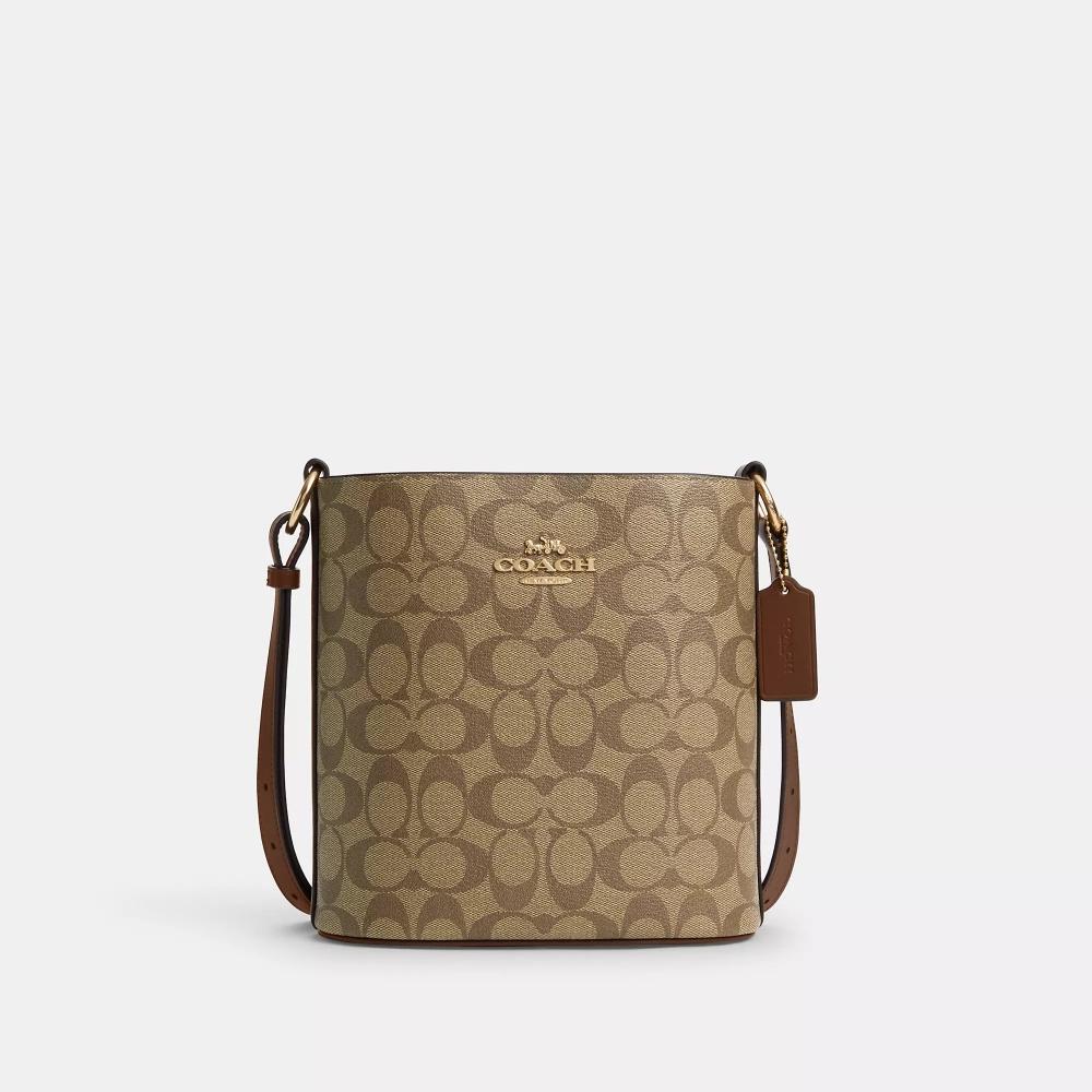 

Сумка-ведро Coach Sophie из канвы Signature седло цвета хаки золотистого цвета 2
