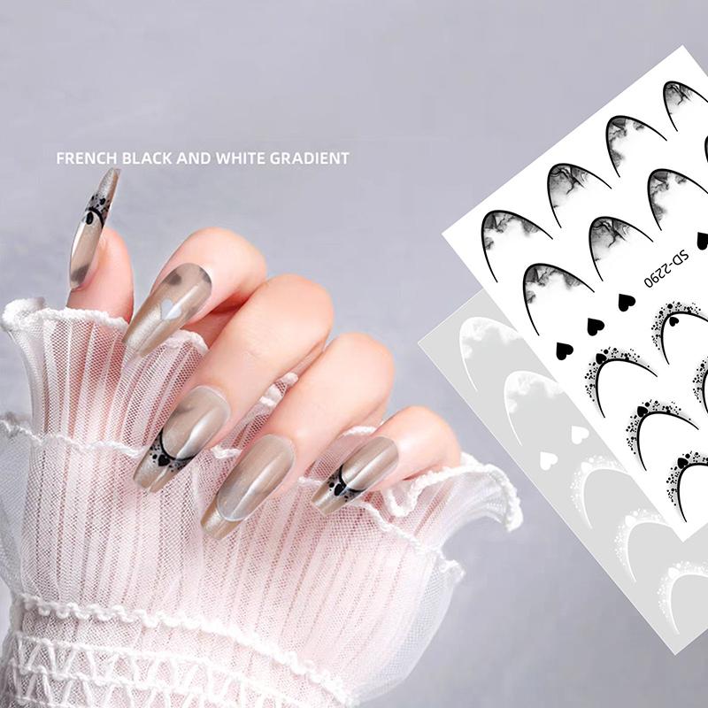 French 3D Simplified Line Nail Art Stickers Irregular Line Press On Nails Decals Manicure Decorations Diy