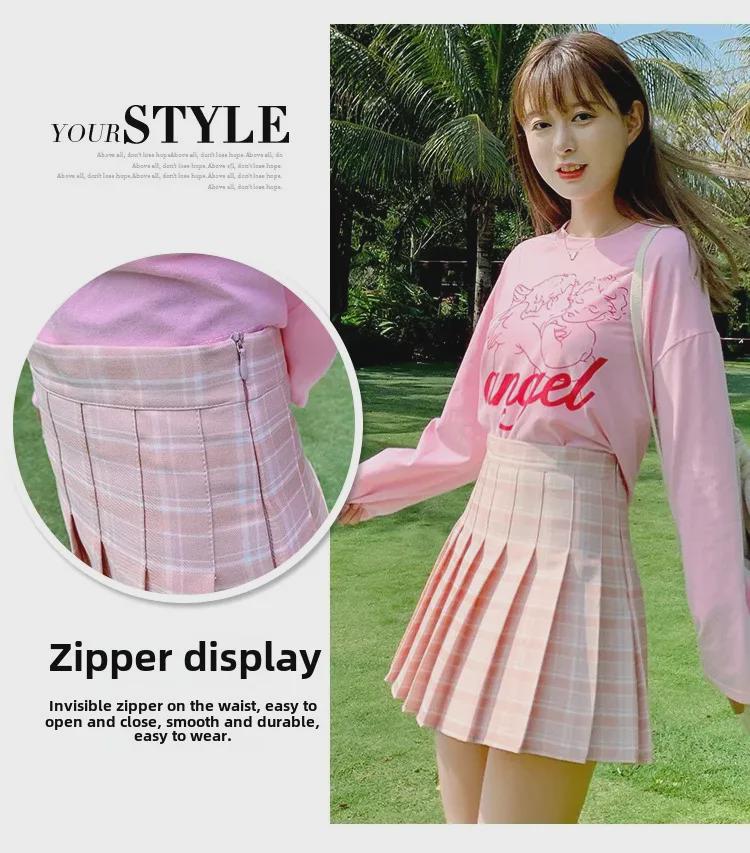 Women's High Waist A-Line Skirt - Summer 2025 Plaid Pleated Design