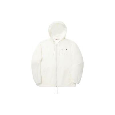 Li Ning Vital Series Embroidered Loose Fit Hooded Sports Windbreaker Unisex Outerwear Off-White AFDU259-3