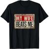 Cotton Short Sleeve T-Shirt Funny My Wife Beats Me Shirt, American Flag Husband