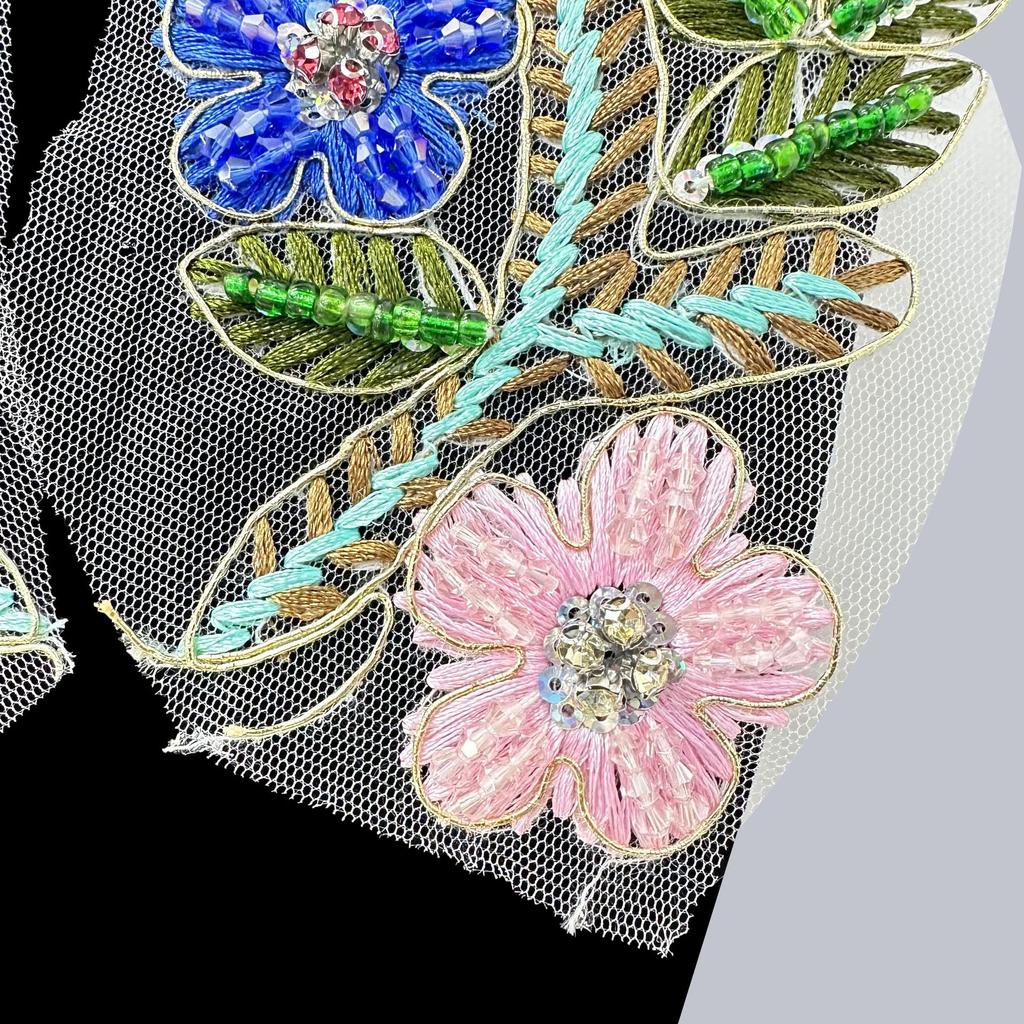 Handmade Crystal Bead Diamond Pair Flower Color Cloth Sticker Decorative Clothing Diy Accessories