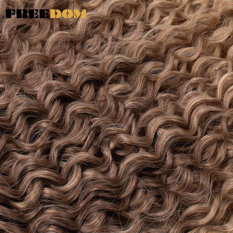 FREEDOM 22 24 26 Zoll Kinky Curly Synthetisches Haar Weave Extensions Ombre Braun Blond Hitzebeständige Faser Haarsträhnen
