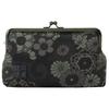 Senshishuin Nishijin Brocade Clasp Flat Pouch Floral (Lined) (Black Pattern)