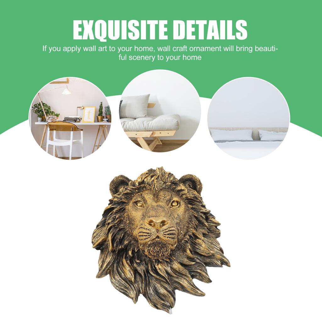 Imitation Copper Lion's Head Wall Sculpture Scene Pendants Bedroom Decorations Hanging Sculptures Home Animal