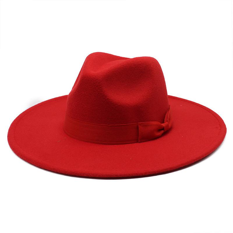 Wool Felt Hat With Large Brim And Bow For Retro Festival Wear