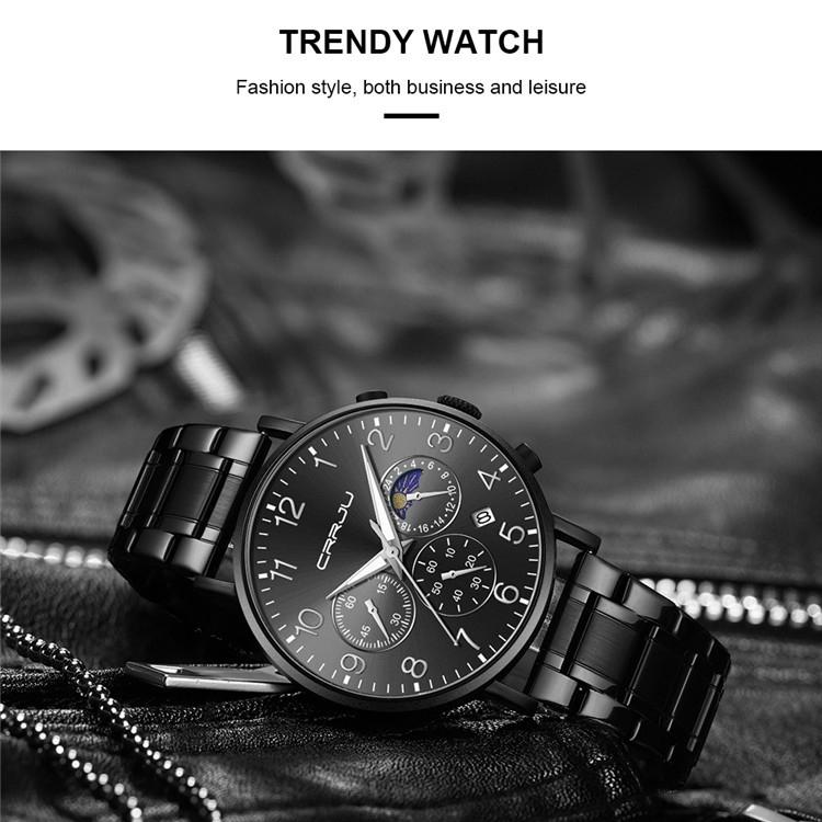 CRRJU-2276 Men's Watch Casual Personality Watch Men's Watch Student Watch Simple Steel Band Calendar