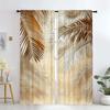 Set Of 2 Brown Palm Leaf Print Pattern Curtains Polyester Fabric Suitable Bedroom Living Room Decoration Curtain For Sitting Made