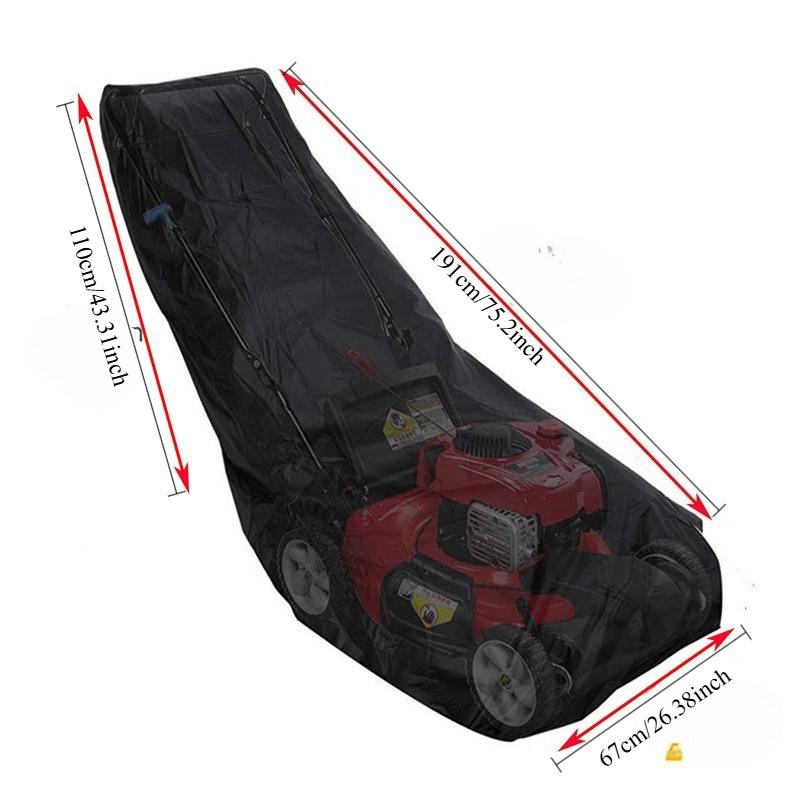 Waterproof Lawn Mower Cover Universal Dust Protector for Outdoor Push Mower 191x110x67cm чёрный