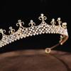 Modieuze Europese en Amerikaanse Waterdiamant Bruid Prinses Kroon Hoofddeksel Goudkleurig Met Diamanten Ingelegd Koninklijke Kroon Haarband Stijl Foto Accessoire