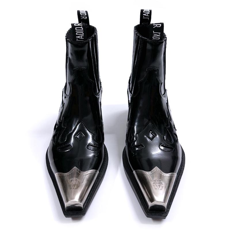 Retro robustní podpatek Martensky: Dámské a pánské kovbojské boty Chelsea v britském stylu s kovovou špičkou na podzim/zimu.