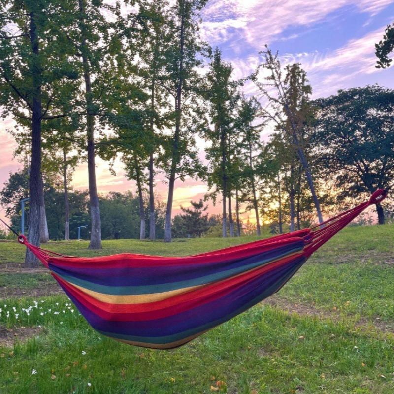 Thick Canvas Hammocks for Outdoor Camping Double Load-bear Dormitory Home Hammock Wear Resistant Anti Slip Anti Rollover Swing Leisure Hanging Chair