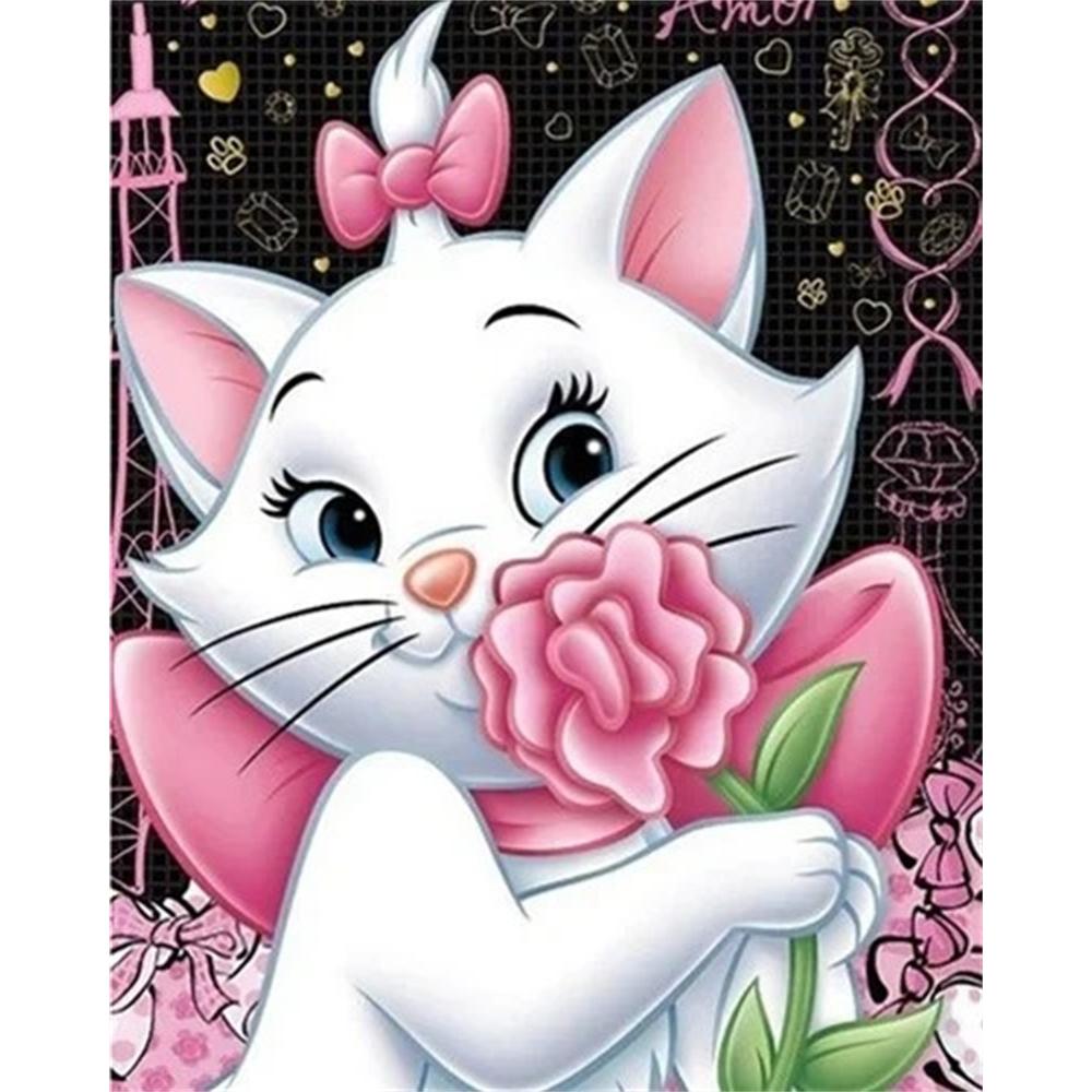 

Disney Diamond Painting Mary Cat Theme Art Painting 5D Mosaic Art DIY Cross Stitch Embroidery Set Full Diamond Home Decoration Gift Round 20x30cm