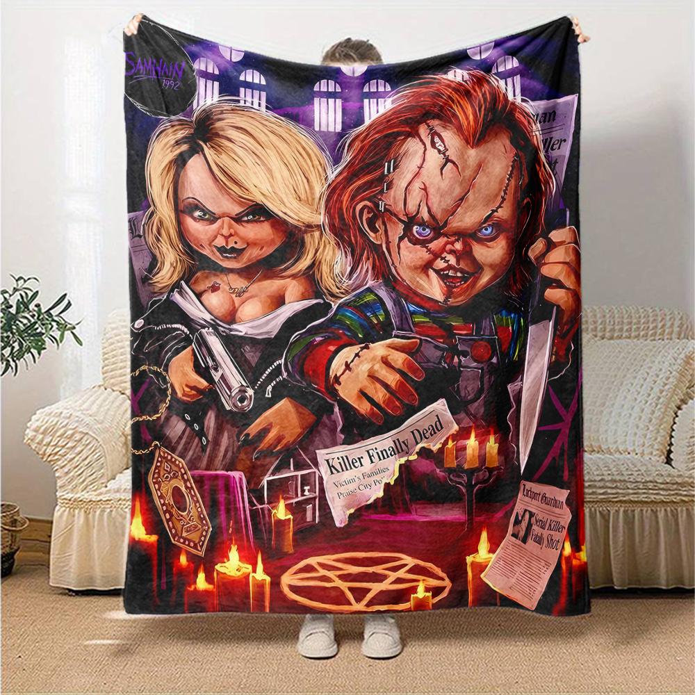 1pc Chucky1 Blanket, Gift, for Men and Women, Soft Blanket, Good for Sofa Bed Couch Travel, Lightweight Flannel Blanket