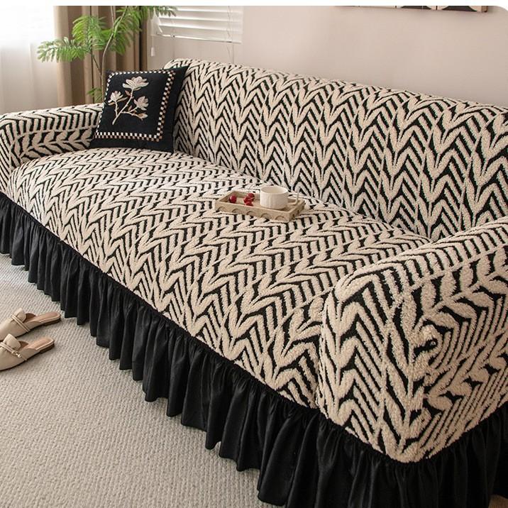 

1 шт. Эластичный чехол на диван, Жаккардовый чехол на диван с юбкой, Подходит для домашних животных, Защитный чехол для мебели, Универсальный для четырех сезонов, для гостиной, офиса 90-140cm