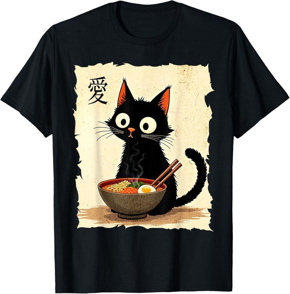

Забавная кошка рамен графика японский каваи аниме кошка унисекс футболка XL