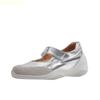 Fashion Cowhide Fashion Casual Ballet Shoes Flats 3Cm/6Cm Height-Enhancing Women 2025 New Summer White/silver Mary Jane Shoes