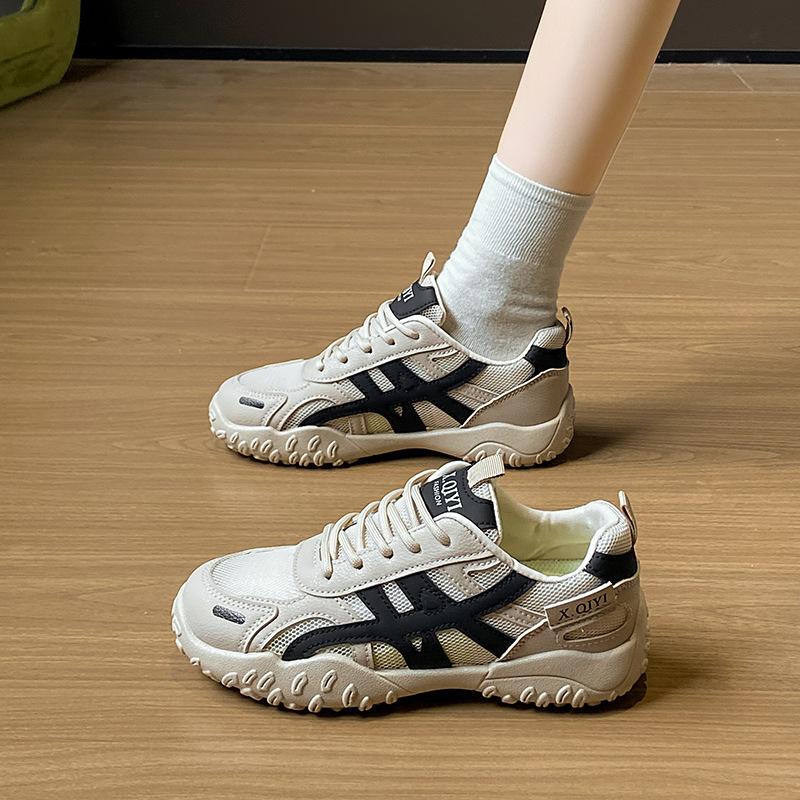 Japanese summer ice silk mesh inner height increase dad shoes women's tide breathable casual thick-soled German training shoes