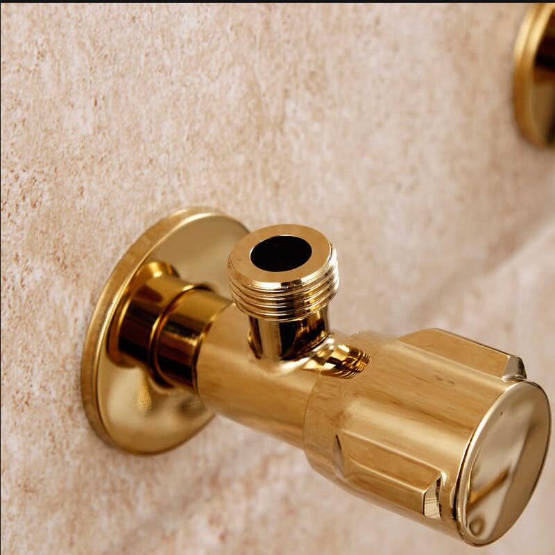 

Tuqiu Angle Valve Gold Solid Brass Wall Mount Angle Valve for Toilet Universal Stop Water Triangle Valve for Faucet and Toilet