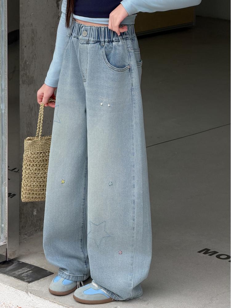 2026 Girls' Spring/Fall Versatile Jeans: Straight & Wide Leg Pants for Middle School Students