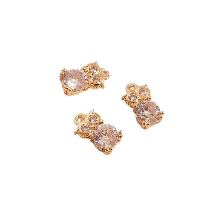14K Gold-Filled Owl Pendant with Zircon - Cute Handmade Charm for Necklace or Bracelet