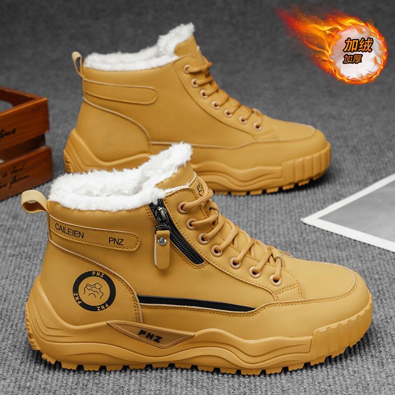 Men's shoes winter velvet high-top Martin boots men's retro thick-soled thickened thermal cotton shoes tooling shoes short boots