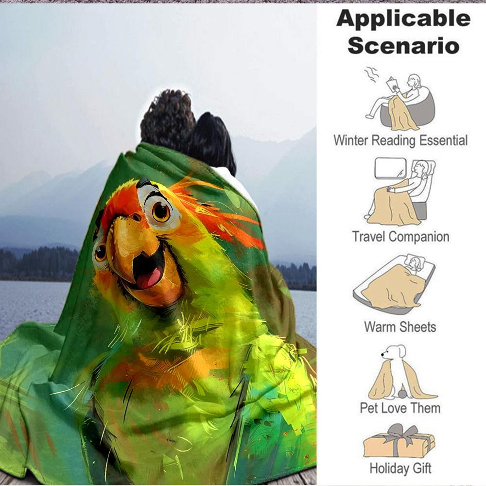 1pc Parrot Jungle Print Blanket   Lightweight Flannel Throw Blanket For Sofa, Bed, Living Room, Office, Outdoor Travel, Camping