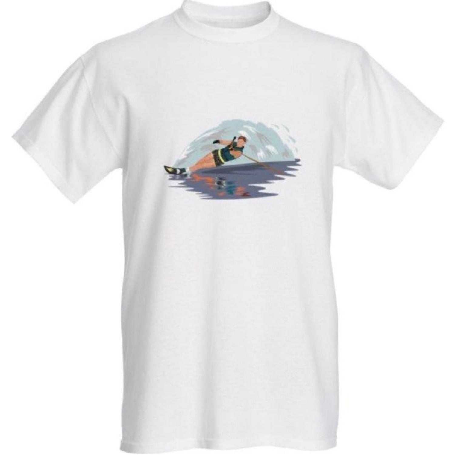 Classy Canuck Water Skier T-Shirt - Painting Design - Waterski Tee XXXXXL белый