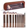 13pcs Makeup Brushes with 1pc Makeup Sponge Puff and Makeup Bag Multi-functional Makeup Tools Foundation Brushes Powder
