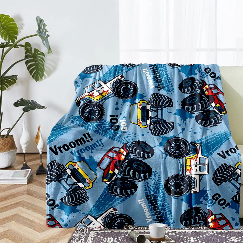 Truck Theme Printed Blanket - Perfect for Couch, Bed, Travel & Outdoor Use | Machine Washable, Cozy & Durable.