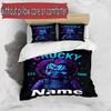 Set cuvertură de pilota 3 buc (1 * Husă de pilota + 2 * Față de pernă, Fără Miez), Set de așternut personalizat cu nume și model Bride of Chucky, Cadou Decor Dormitor Acasă